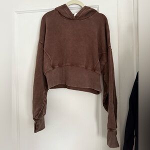 Aerie Chocolate Brown Cropped Hoodie